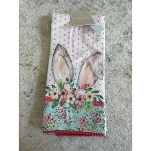 Shabby Chic Set Of 2 Easter Spring Floral‎ Kitchen Towels Bunny Ears Cotton NWT
